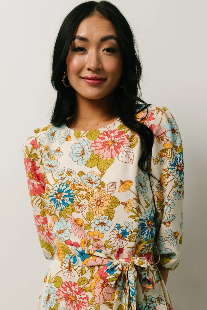 SL Elena Mini Dress | Ivory + Multi Floral 9 SL Elena Mini Dress | Ivory + Multi Floral