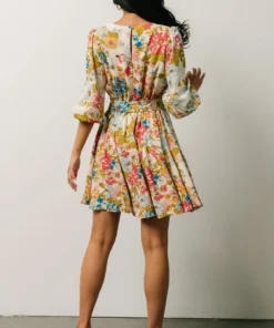 SL Elena Mini Dress | Ivory + Multi Floral 11 SL Elena Mini Dress | Ivory + Multi Floral