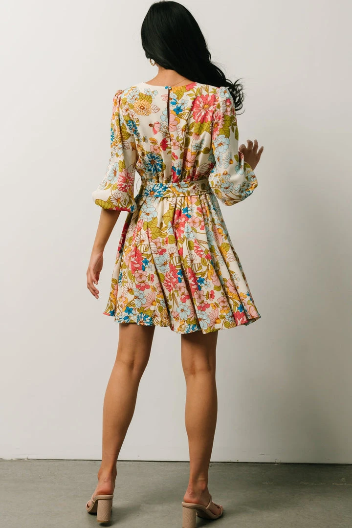 SL Elena Mini Dress | Ivory + Multi Floral 3 SL Elena Mini Dress | Ivory + Multi Floral