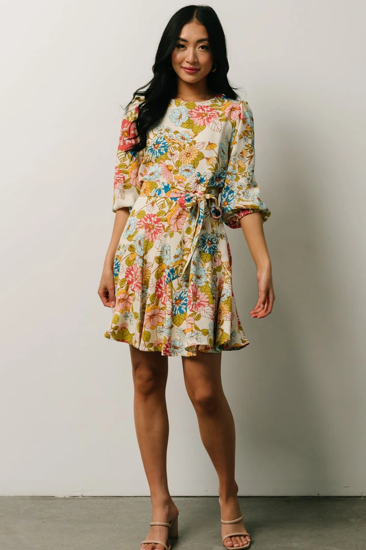 SL Elena Mini Dress | Ivory + Multi Floral 7 SL Elena Mini Dress | Ivory + Multi Floral
