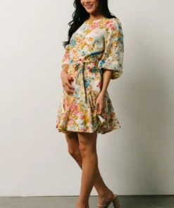 SL Elena Mini Dress | Ivory + Multi Floral