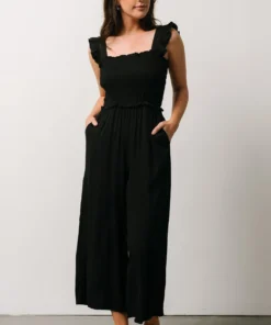Ellen Wide Leg Jumpsuit | Black Boho