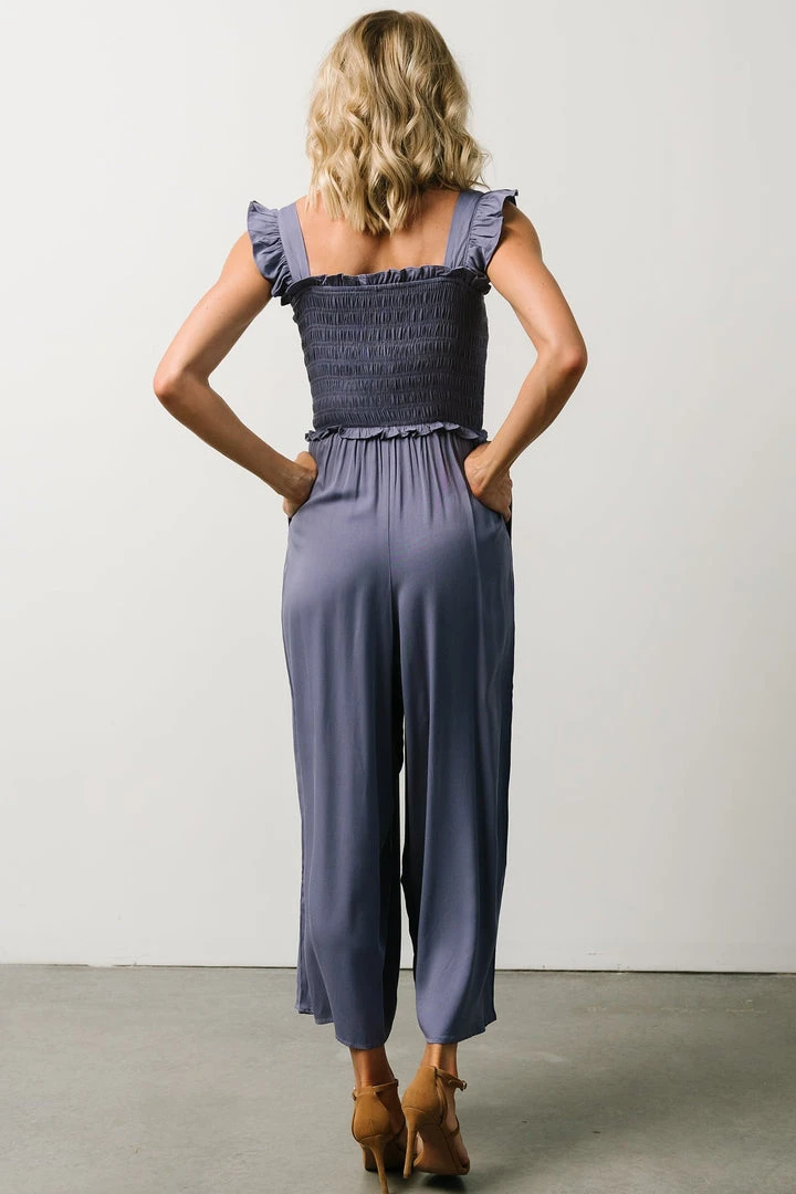 Ellen Wide Leg Jumpsuit | Slate Blue 2 Ellen Wide Leg Jumpsuit | Slate Blue