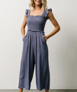 Ellen Wide Leg Jumpsuit | Slate Blue