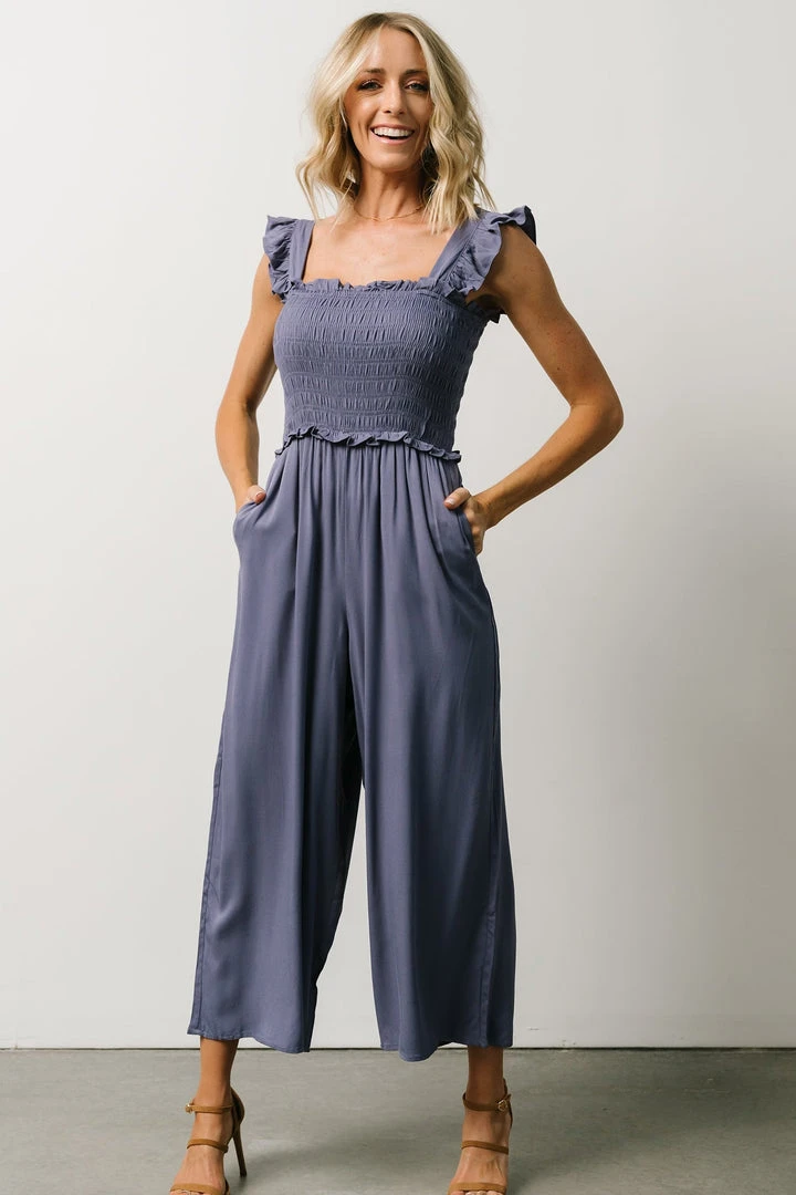 Ellen Wide Leg Jumpsuit | Slate Blue 1 Ellen Wide Leg Jumpsuit | Slate Blue