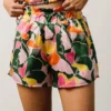 SL Vacation Emilia Paper Bag Shorts | Pink + Green Floral