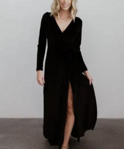 BB Custom Esmerelda Velvet Wrap Maxi Dress | Black Dresses