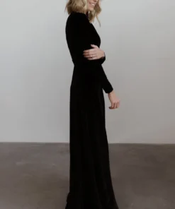 BB Custom Esmerelda Velvet Wrap Maxi Dress | Black Dresses