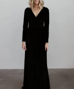 BB Custom Esmerelda Velvet Wrap Maxi Dress | Black Dresses 8 BB Custom Esmerelda Velvet Wrap Maxi Dress | Black Dresses