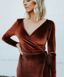 BB Custom Dresses Esmerelda Velvet Wrap Maxi Dress | Bronze 11 BB Custom Dresses Esmerelda Velvet Wrap Maxi Dress | Bronze