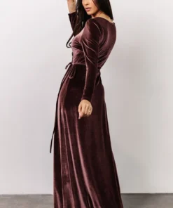 BB Custom Dresses Esmerelda Velvet Wrap Maxi Dress | Dusty Plum