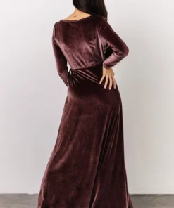 BB Custom Dresses Esmerelda Velvet Wrap Maxi Dress | Dusty Plum