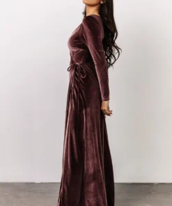 BB Custom Dresses Esmerelda Velvet Wrap Maxi Dress | Dusty Plum