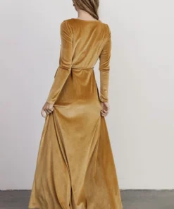 BB Custom Esmerelda Velvet Wrap Maxi Dress | Gold 10 BB Custom Esmerelda Velvet Wrap Maxi Dress | Gold