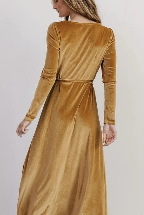 BB Custom Esmerelda Velvet Wrap Maxi Dress | Gold 8 BB Custom Esmerelda Velvet Wrap Maxi Dress | Gold