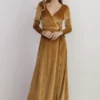 BB Custom Esmerelda Velvet Wrap Maxi Dress | Gold