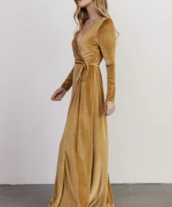 BB Custom Esmerelda Velvet Wrap Maxi Dress | Gold 11 BB Custom Esmerelda Velvet Wrap Maxi Dress | Gold