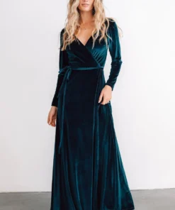 BB Custom Esmerelda Velvet Wrap Maxi Dress | Jade