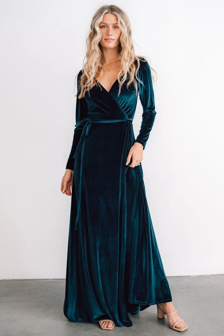 BB Custom Esmerelda Velvet Wrap Maxi Dress | Jade 1 BB Custom Esmerelda Velvet Wrap Maxi Dress | Jade