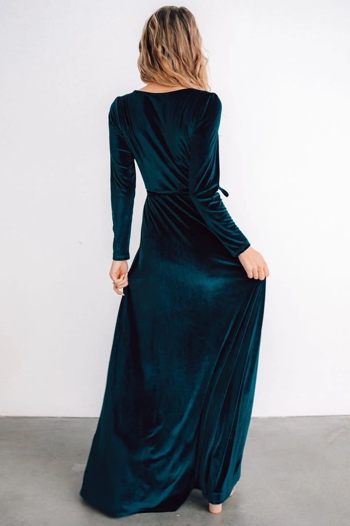 BB Custom Esmerelda Velvet Wrap Maxi Dress | Jade 8 BB Custom Esmerelda Velvet Wrap Maxi Dress | Jade