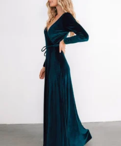 BB Custom Esmerelda Velvet Wrap Maxi Dress | Jade 12 BB Custom Esmerelda Velvet Wrap Maxi Dress | Jade