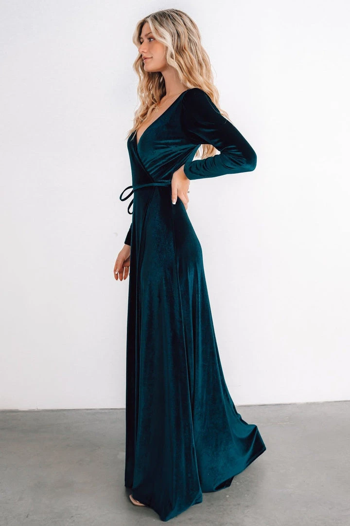 BB Custom Esmerelda Velvet Wrap Maxi Dress | Jade 2 BB Custom Esmerelda Velvet Wrap Maxi Dress | Jade