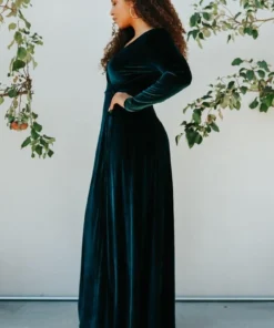 BB Custom Esmerelda Velvet Wrap Maxi Dress | Jade 20 BB Custom Esmerelda Velvet Wrap Maxi Dress | Jade