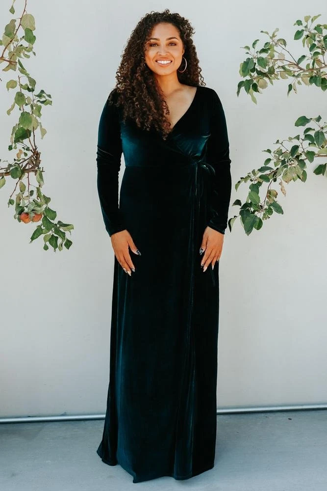 BB Custom Esmerelda Velvet Wrap Maxi Dress | Jade 7 BB Custom Esmerelda Velvet Wrap Maxi Dress | Jade