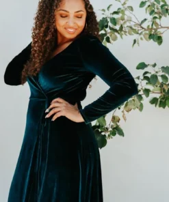 BB Custom Esmerelda Velvet Wrap Maxi Dress | Jade 15 BB Custom Esmerelda Velvet Wrap Maxi Dress | Jade