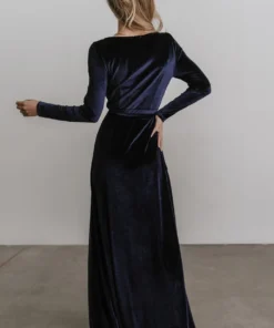 BB Custom Esmerelda Velvet Wrap Maxi Dress | Navy