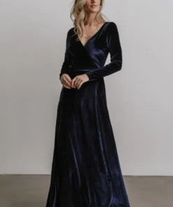 BB Custom Esmerelda Velvet Wrap Maxi Dress | Navy