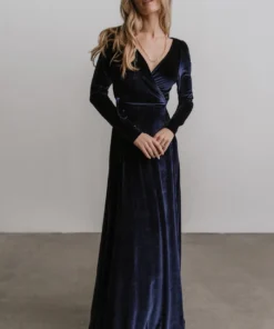 BB Custom Esmerelda Velvet Wrap Maxi Dress | Navy