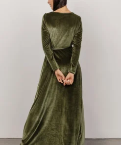 BB Custom Esmerelda Velvet Wrap Maxi Dress | Olive
