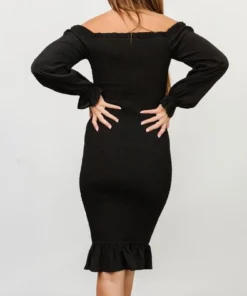 BB Custom Esther Smocked Midi Dress | Black 9 BB Custom Esther Smocked Midi Dress | Black