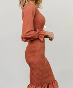 BB Custom Dresses Esther Smocked Midi Dress | Dark Salmon 11 BB Custom Dresses Esther Smocked Midi Dress | Dark Salmon