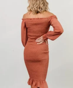 BB Custom Dresses Esther Smocked Midi Dress | Dark Salmon 13 BB Custom Dresses Esther Smocked Midi Dress | Dark Salmon