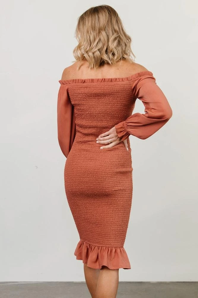 BB Custom Dresses Esther Smocked Midi Dress | Dark Salmon 6 BB Custom Dresses Esther Smocked Midi Dress | Dark Salmon