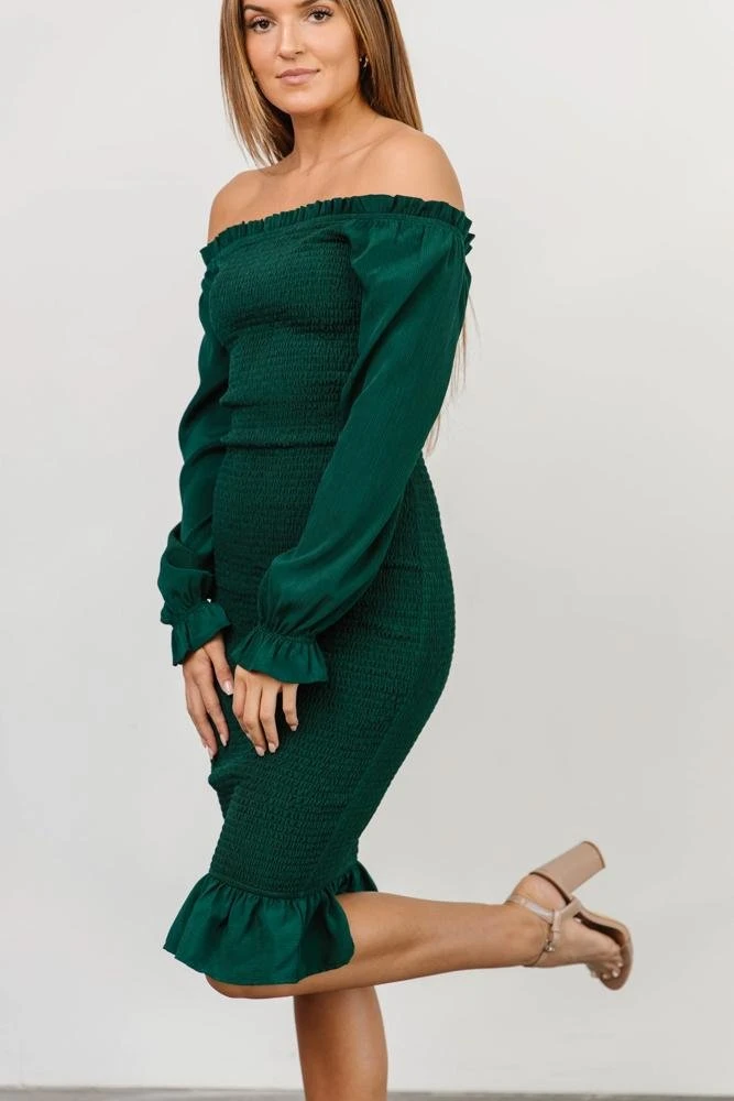 BB Custom Esther Smocked Midi Dress | Green 10 BB Custom Esther Smocked Midi Dress | Green