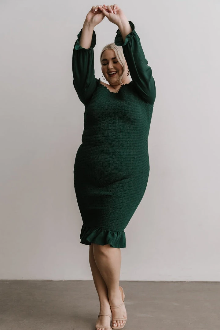 BB Custom Esther Smocked Midi Dress | Green 9 BB Custom Esther Smocked Midi Dress | Green