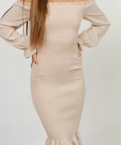 BB Custom Esther Smocked Midi Dress | Ivory Dresses