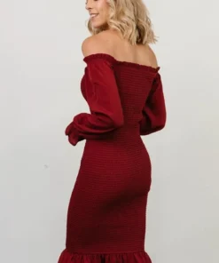 BB Custom Esther Smocked Midi Dress | Ox Blood 8 BB Custom Esther Smocked Midi Dress | Ox Blood