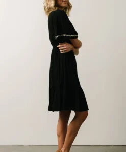 IL Evania Embroidered Mini Dress | Black