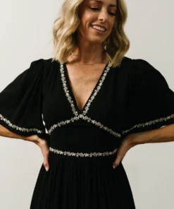 IL Evania Embroidered Mini Dress | Black