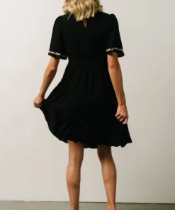 IL Evania Embroidered Mini Dress | Black