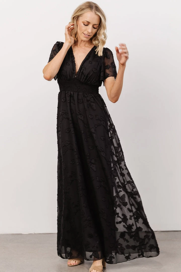 RR Evelyn Smocked Maxi Dress | Black 13 RR Evelyn Smocked Maxi Dress | Black
