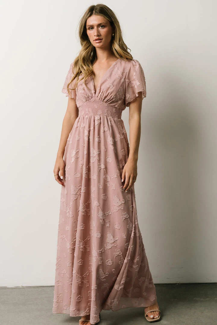 RR Dresses Evelyn Smocked Maxi Dress | Blush 9 RR Dresses Evelyn Smocked Maxi Dress | Blush