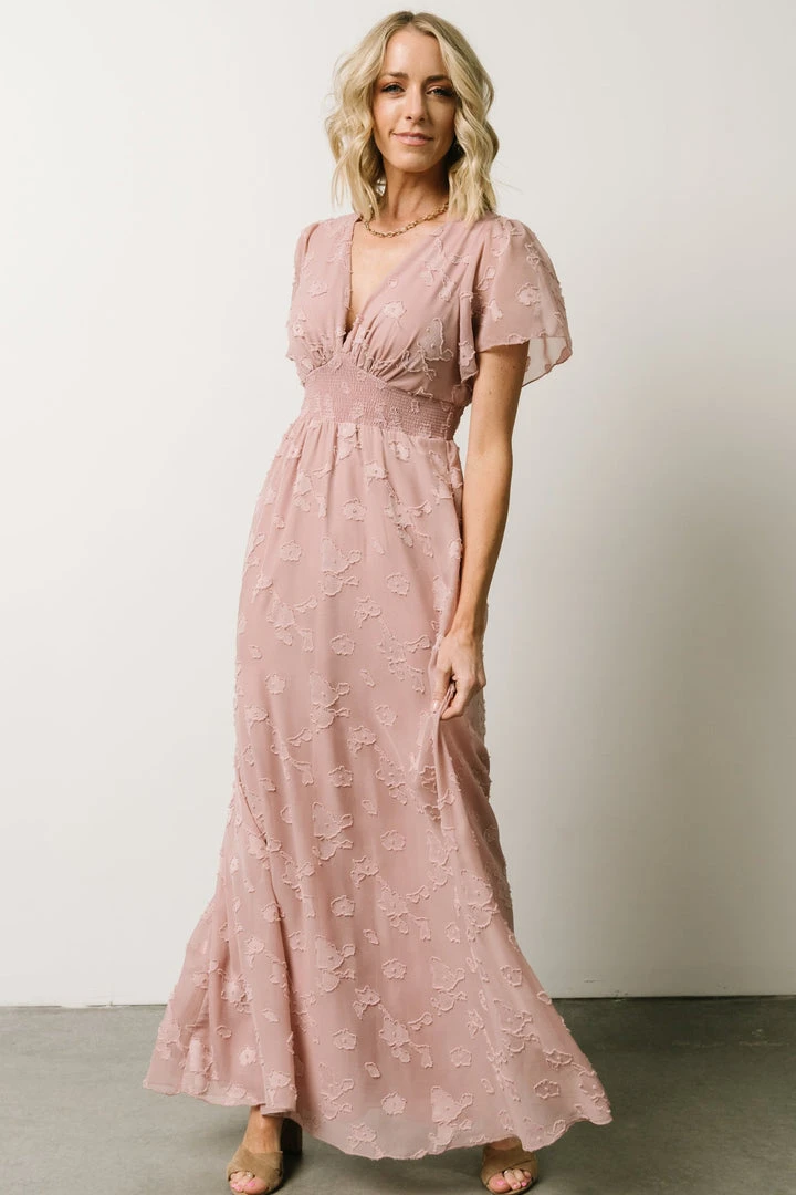 RR Dresses Evelyn Smocked Maxi Dress | Blush 10 RR Dresses Evelyn Smocked Maxi Dress | Blush