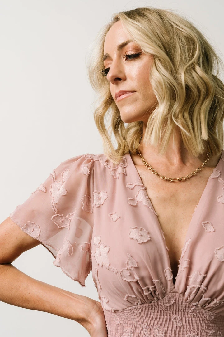 RR Dresses Evelyn Smocked Maxi Dress | Blush 13 RR Dresses Evelyn Smocked Maxi Dress | Blush