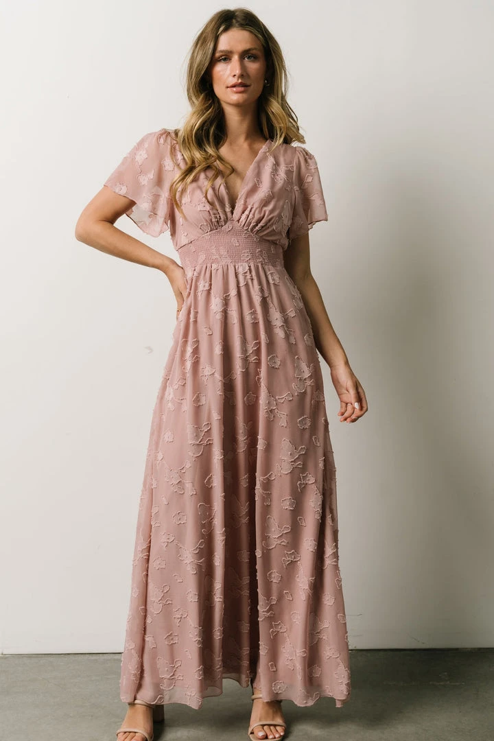 RR Dresses Evelyn Smocked Maxi Dress | Blush 8 RR Dresses Evelyn Smocked Maxi Dress | Blush
