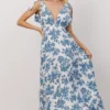 DD Dresses Everlee Tie Tank Maxi Dress | White + Blue Floral
